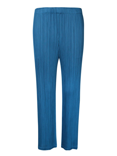 Issey Miyake Pleats Please  Mc August Elasticated Waistband Pleated Trousers In Blue