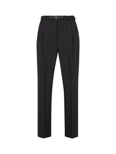 Prada Belted Tailored Trousers In Nero