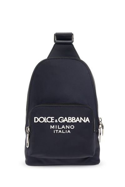 Dolce & Gabbana One-shoulder Backpack In Nero/nero