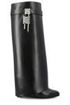 Givenchy Shark Lock Calf Leather Knee-high Boots In Nero