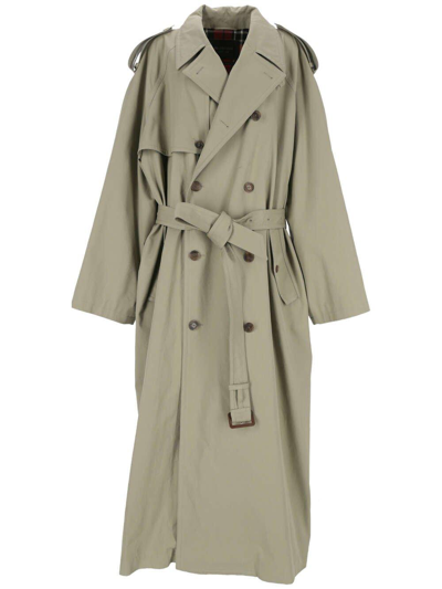 Balenciaga Double-breasted Belted Coat In Beige