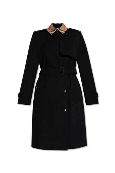 Burberry Belted Trench Coat In Black