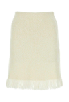 Chloé Chloe Ivory Stretch Wool Blend Skirt In Bianco