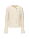 Chloé Tweed Frayed Edge Jacket In Bianco