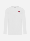 Comme Des Garçons Play White Heart-shaped Patch Long-sleeved T-shirt In Bianco