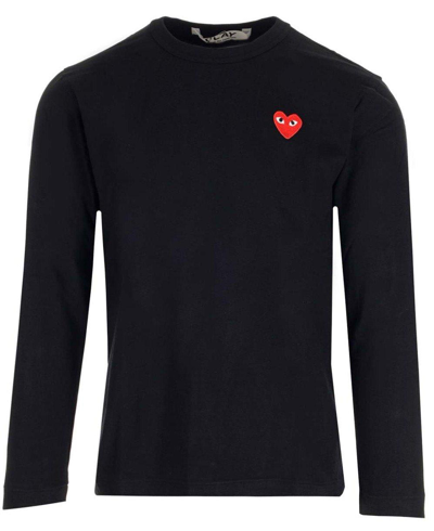 Comme Des Garçons Play Heart Logo Patch Long-sleeved T-shirt In Black