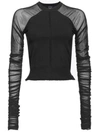 Pinko Semi-sheer Corset-style Shirt In Nero