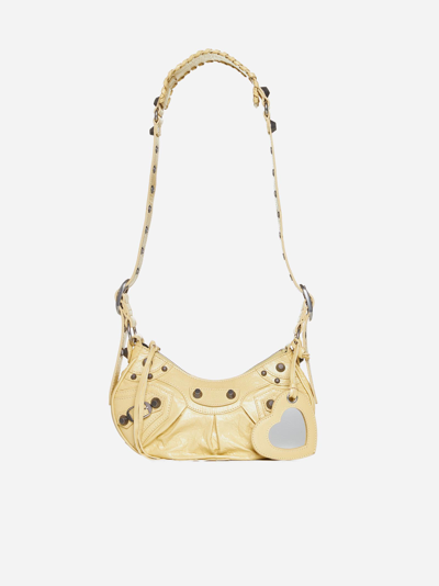 Balenciaga Xs Le Cagole Leather Shoulder Bag In Butter Yellow