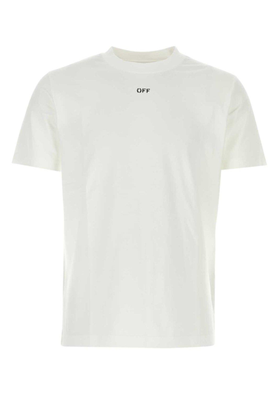 Off-white Logo Printed Crewneck T-shirt In Bianco E Nero