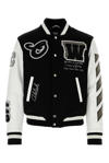 OFF-WHITE LEA APPLIQU ONG-SLEEVED VARSITY JACKET