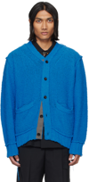 Sacai Double Reverse Knitted Long-sleeved Cardigan In 401 Blue