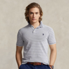 Polo Ralph Lauren Ralph Lauren Striped Oxford Mesh Polo Shirt In Newport Navy/white
