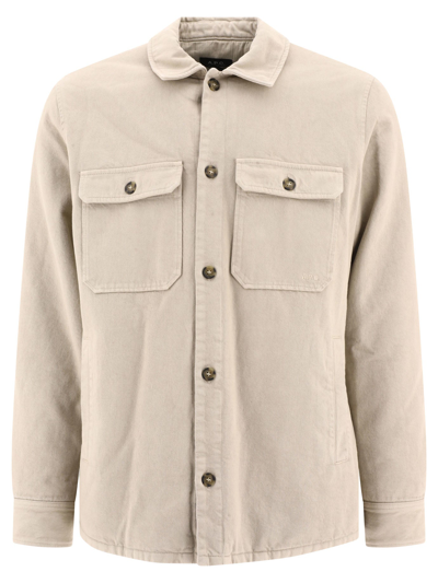 A.p.c. Long Sleeved Buttoned Overshirt In Beige