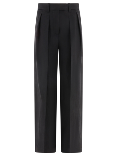 Brunello Cucinelli Wide Tailored Trousers In Black