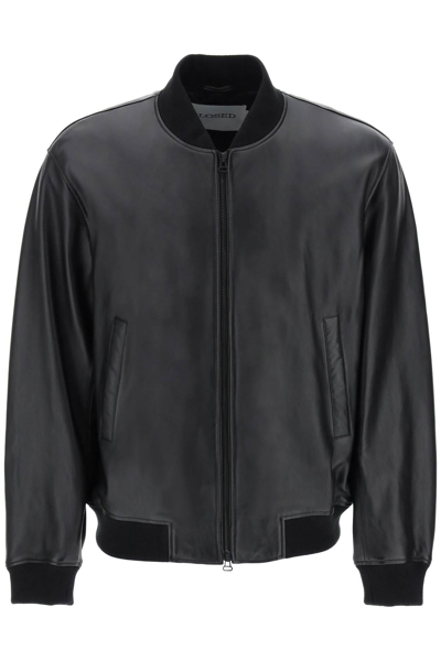 Closed Leather Bomber Jacket In Black