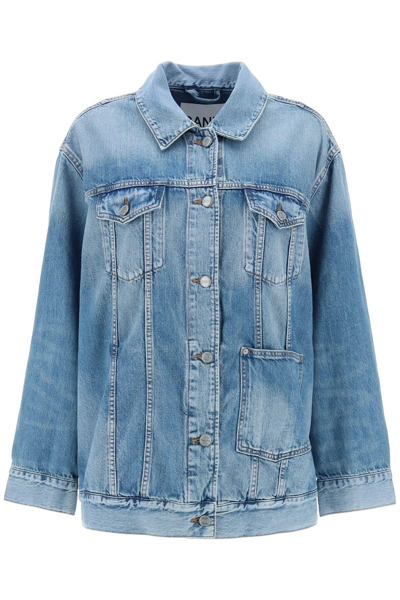Ganni Oversized Jacke Aus Baumwolldenim In 091 - Tint Wash