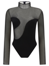 Nensi Dojaka Bodysuit With Asymmetric Line And Sheer Panels