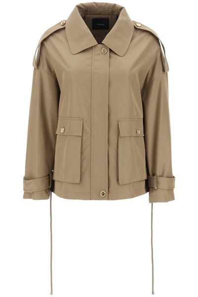 Pinko Drawstring Hem Jacket In Khaki