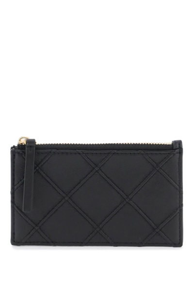 Tory Burch Fleming Zipped Card Holder In Black