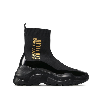 Versace Jeans Couture Jeans Couture Sock Sneakers In Black