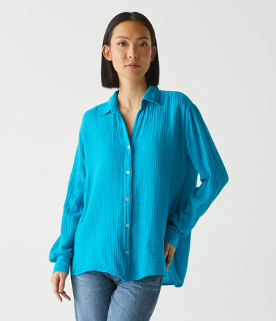 Michael Stars Leo Gauze Button Down Shirt In Corsica