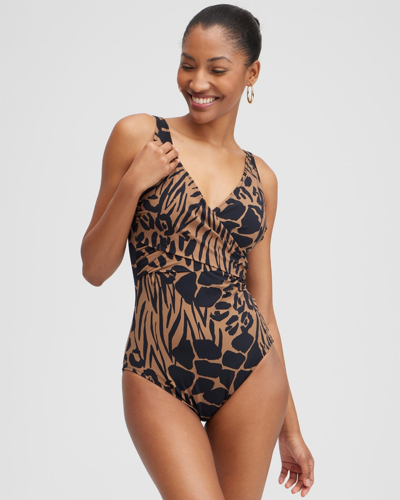 Chico's Gottex Wrap Front One Piece Swimsuit In Black Size 8 |