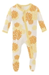 Kickee Pants Muffin Ruffle Print Footie In Wallaby Hydrangea