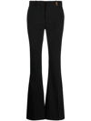Versace Ankle Length Straight Leg Trousers In Black