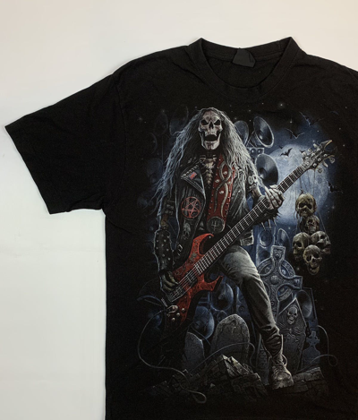 Pre-owned Rock T Shirt X Vintage Rock Spiral Skulls T-shirt In Black
