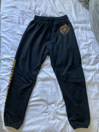 Pre-owned Chrome Hearts Yellow Web Exclusive Sweat Pants In Black