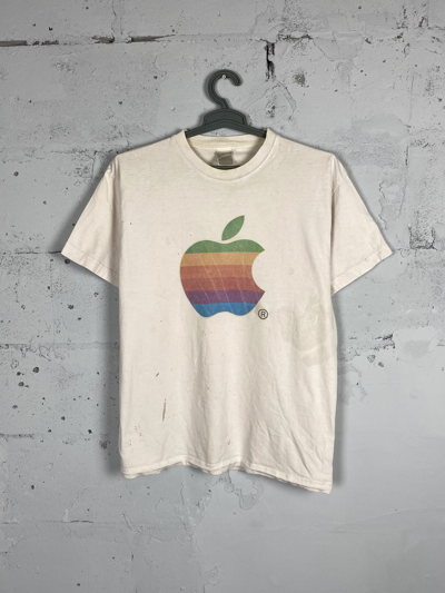 Pre-owned Apple X Vintage Apple Computers 90's Promo Distressed T Shirt In White