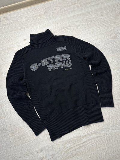 Pre-owned G Star Raw X Vintage G-star Raw Big Logo Y2k Knitted Sweater Faded In Black