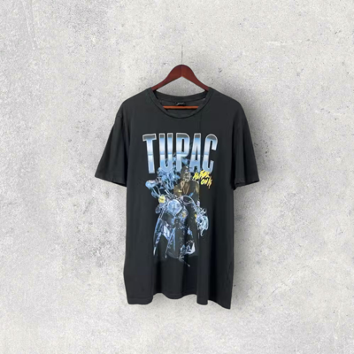 Pre-owned Band Tees X Rap Tees Tupac T-shirt Big Logo Black Size 2xl