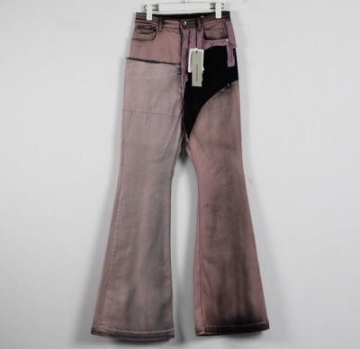 Pre-owned Rick Owens 23 Patchwork Brush Wax Jeans In Pink