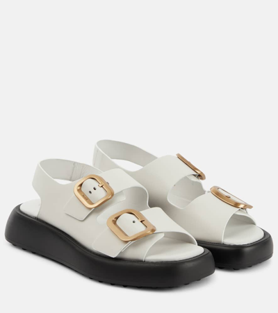 Tod's Gomma Leather Sandals In White