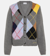 Ganni Harlequin Wool Blend Knit Cardigan In Multicoloured