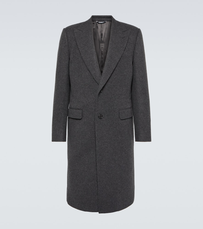 Dolce & Gabbana Wool-blend Overcoat In Grey