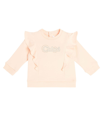 Chloé Baby Cotton Jersey Sweatshirt In Pink