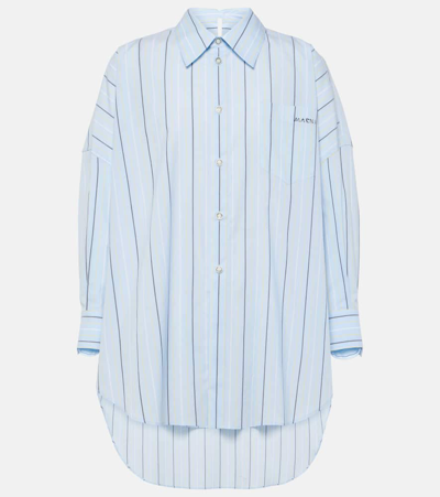 Marni Long-length Striped Cotton Shirt In Aquamarine