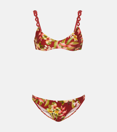 Zimmermann Lexi Floral Bikini In Red