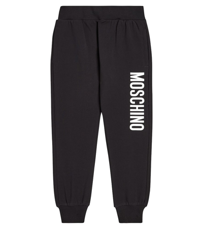 Moschino Kids' Logo Cotton-blend Jersey Sweatpants In Black