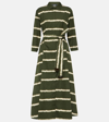 S Max Mara Womens Olanda Abstract-pattern Cotton Midi Dress Kaki In Green