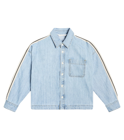 Palm Angels Kids' Denim Shirt In Blue