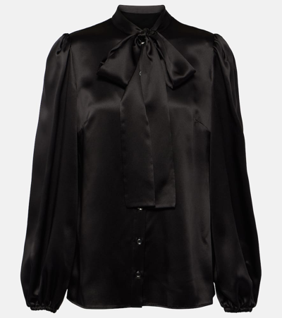 Dolce & Gabbana Bow-detail Silk Satin Blouse In Black