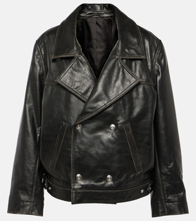 Victoria Beckham Oversized Leather Jacket In Black