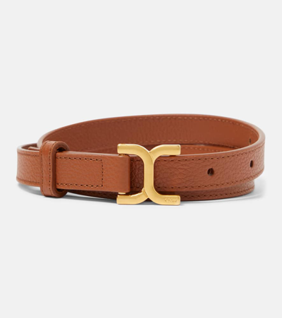 Chloé Chloe Womens Tan Marcie Logo-engraved Leather Belt