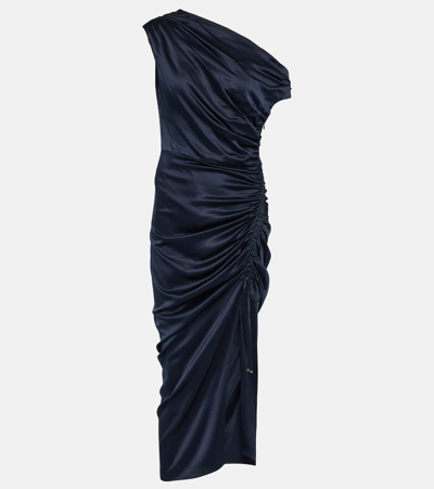 Veronica Beard Kadie Silk Charmeuse Midi Dress In Navy