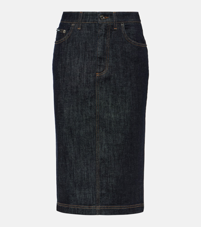 Dolce & Gabbana Denim Pencil Skirt In Azul