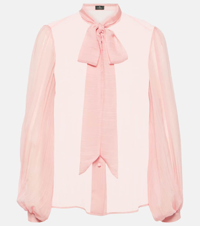 Etro Bow-detail Silk Blouse In Pink