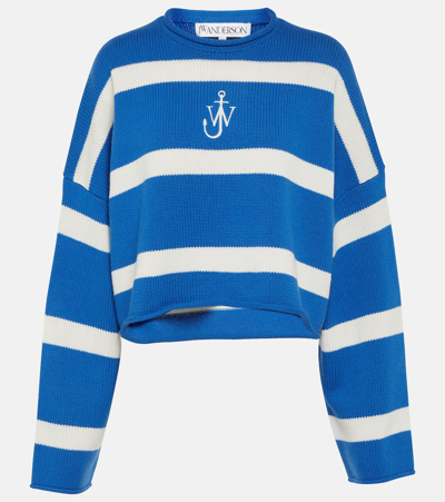 Jw Anderson Blue Striped Sweater In Blue White Stripe